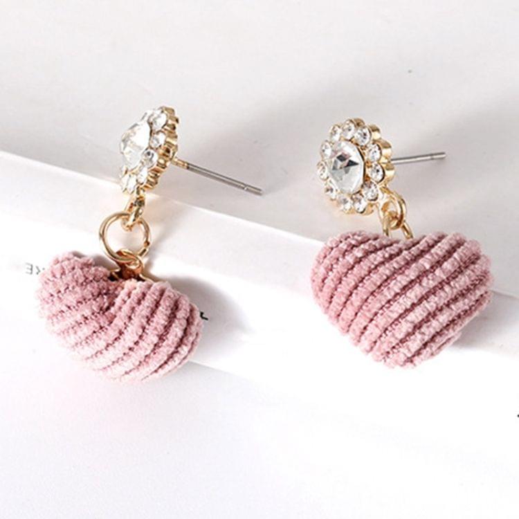 Fashion Simple Sweet Pink Plush Love Heart Earrings For Women