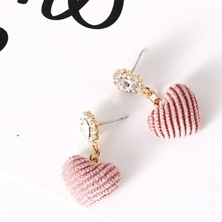 Fashion Simple Sweet Pink Plush Love Heart Earrings For Women