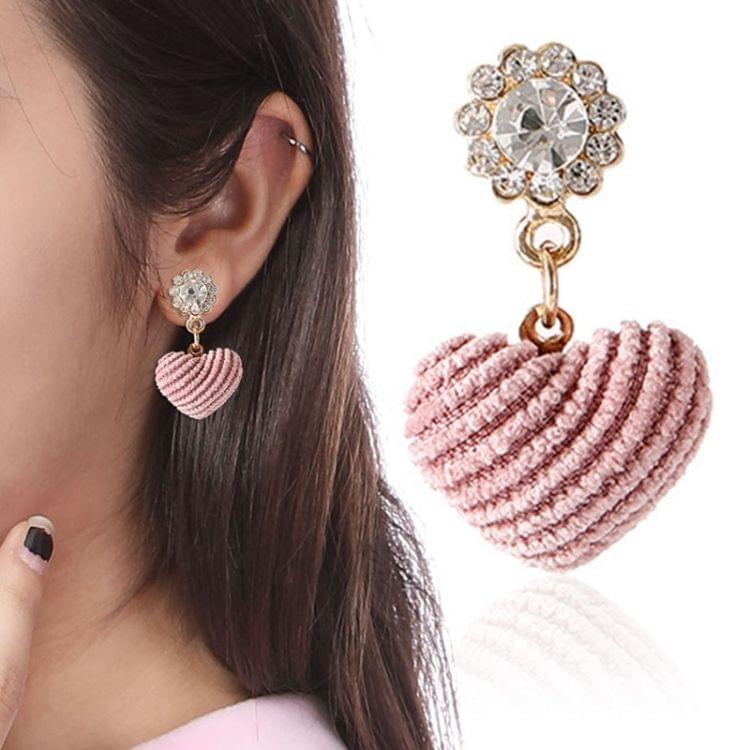 Fashion Simple Sweet Pink Plush Love Heart Earrings For Women