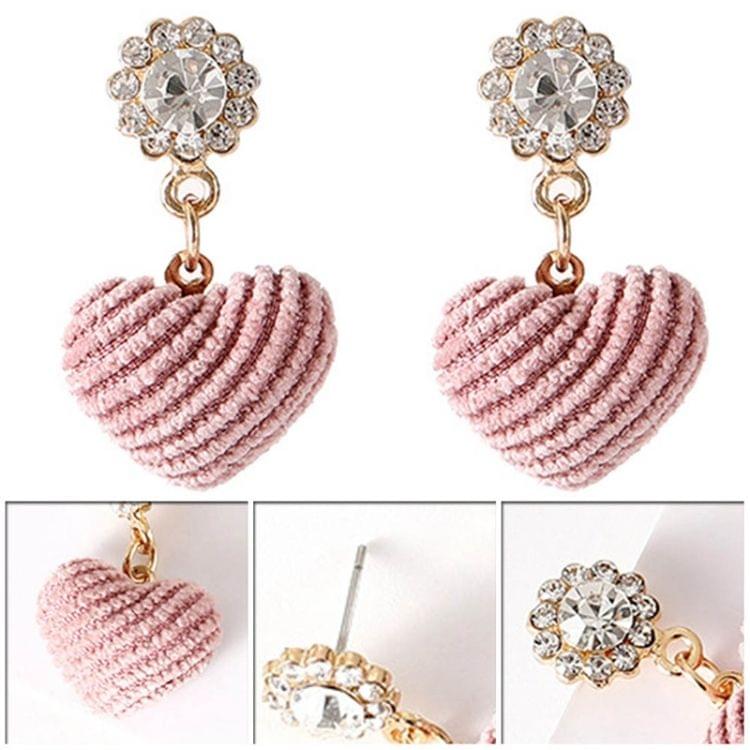 Fashion Simple Sweet Pink Plush Love Heart Earrings For Women