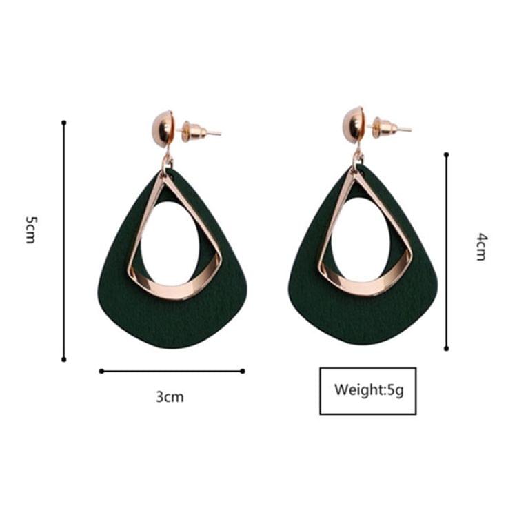 Women Fashion Wooden Earrings Ear Studs(Green)