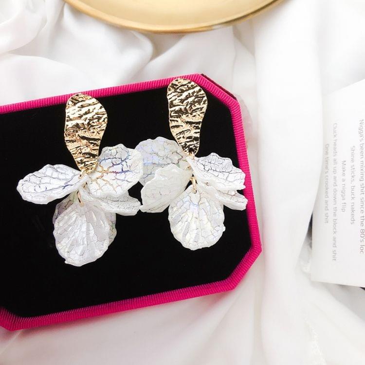 925 Silver Resin Petal Women Exaggerated Personality Irregular Metal Earrings