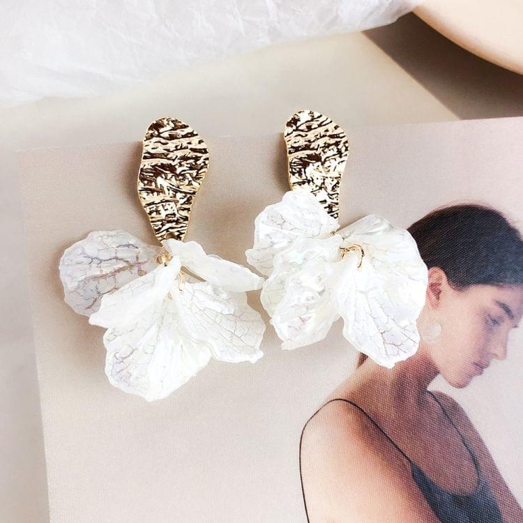 925 Silver Resin Petal Women Exaggerated Personality Irregular Metal Earrings