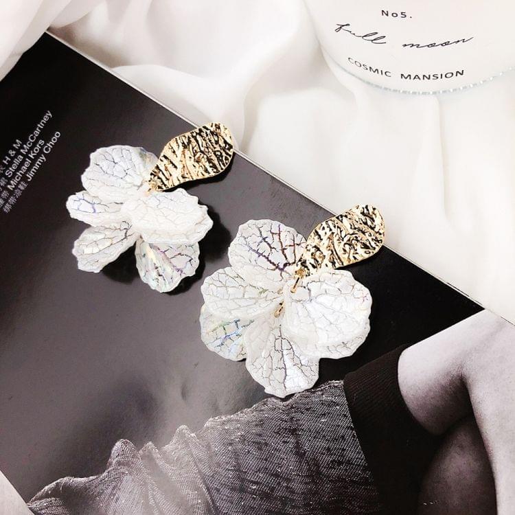 925 Silver Resin Petal Women Exaggerated Personality Irregular Metal Earrings