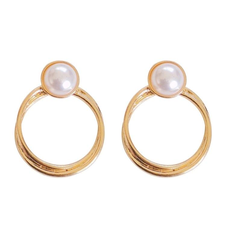 Geometric Elegant Pearl Circle Clip Earrings