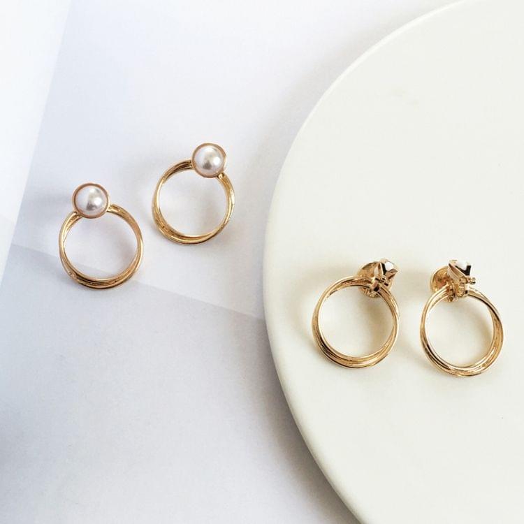 Geometric Elegant Pearl Circle Clip Earrings