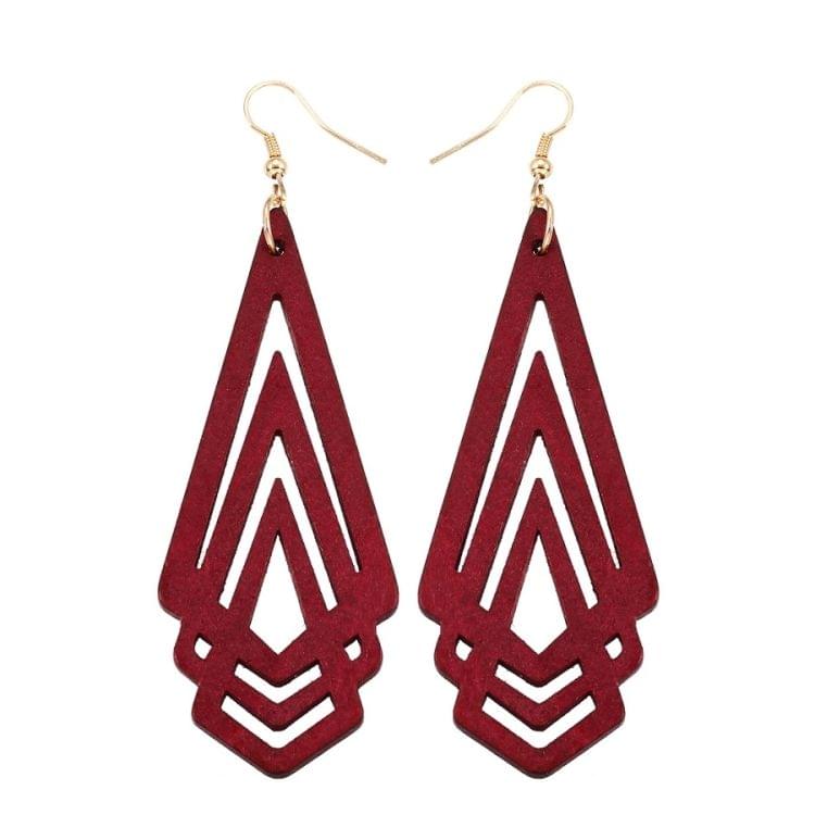 3 PCS Natural Wooden Earrings Geometic Hollow Triangle Personality Simple Fashion Jewelry For Woman, Metal Color:Brown