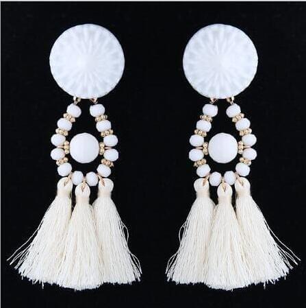 Fashion Bohemian Tassel Dangle Earrings for Women(Black)