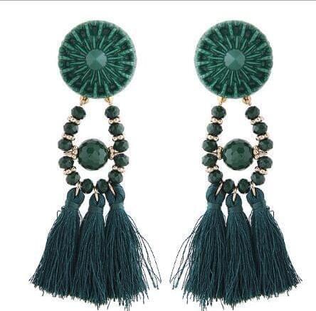 Fashion Bohemian Tassel Dangle Earrings for Women(Black)