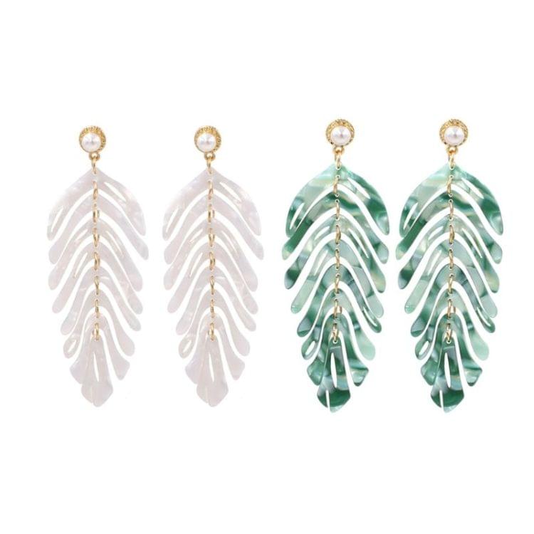 Bohemian Wind Acrylic Leaf Earrings(White)