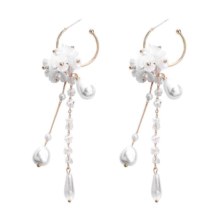 925 Silver Pin Vintage Crystal Women Pearl Shell Earrings