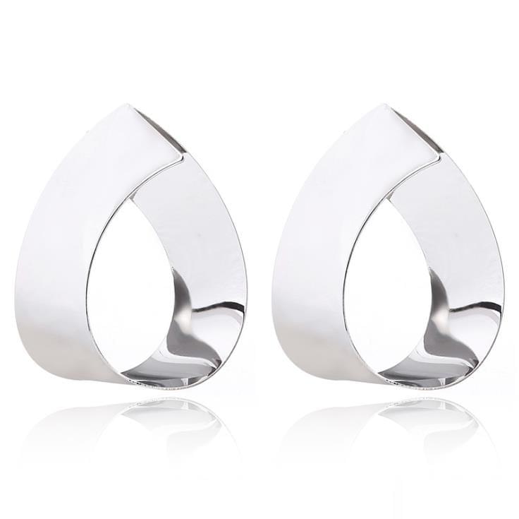 Personal Ear Accessories Geometric Drop Mirror Metal Earrings(Silver)