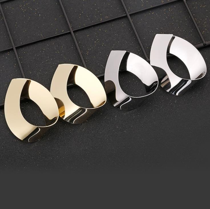 Personal Ear Accessories Geometric Drop Mirror Metal Earrings(Silver)