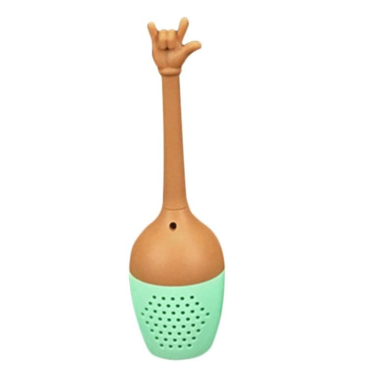 Funny Hand Gestures Tea Infuser Black Tea Strainer FDA Grade Silicone Loose Leaf Herbal Spice Holder Tea Brewing Tools (Love You Gesture)