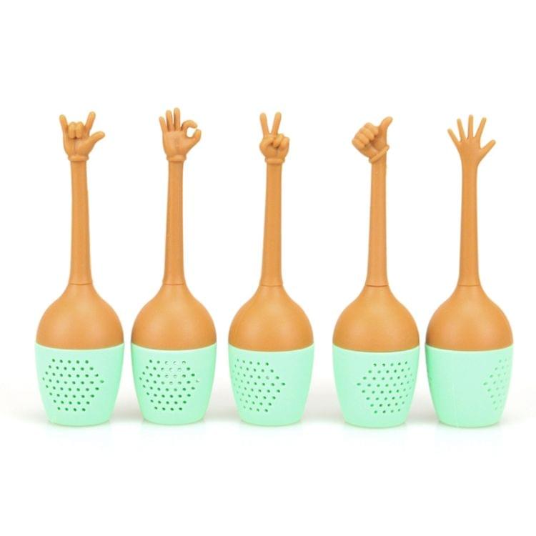 Funny Hand Gestures Tea Infuser Black Tea Strainer FDA Grade Silicone Loose Leaf Herbal Spice Holder Tea Brewing Tools (Love You Gesture)
