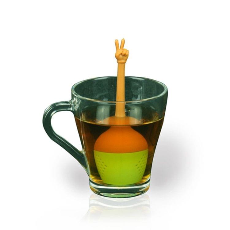 Funny Hand Gestures Tea Infuser Black Tea Strainer FDA Grade Silicone Loose Leaf Herbal Spice Holder Tea Brewing Tools (Love You Gesture)