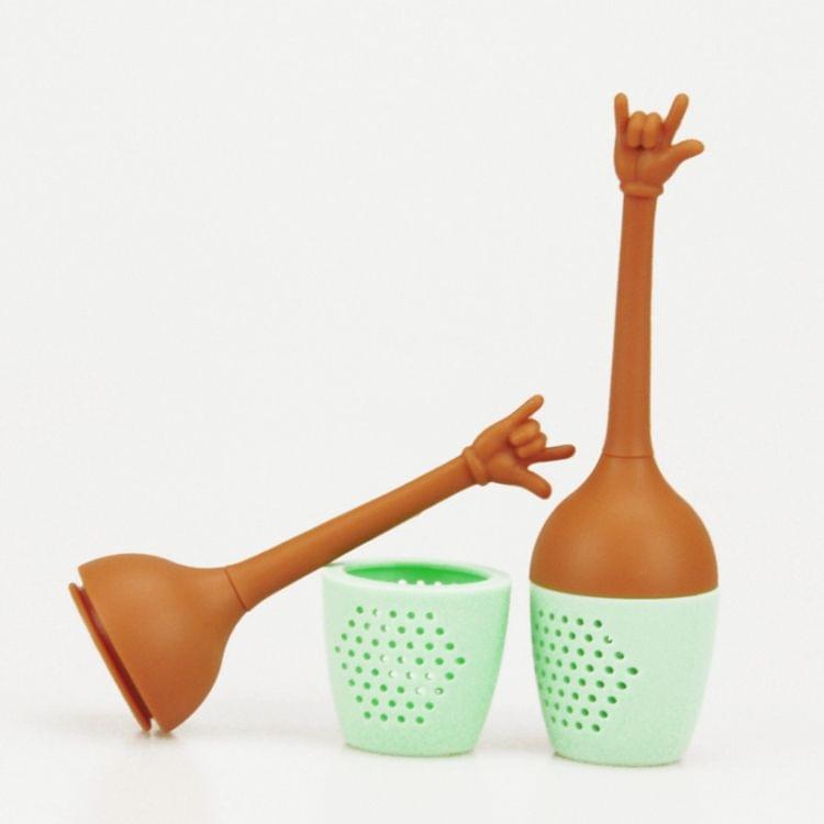 Funny Hand Gestures Tea Infuser Black Tea Strainer FDA Grade Silicone Loose Leaf Herbal Spice Holder Tea Brewing Tools (Love You Gesture)