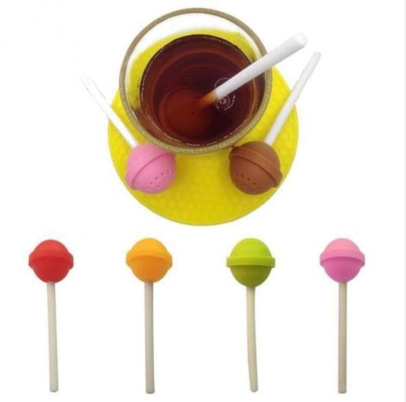 Loose Leaf Coffee Strainer Bag Silicon Lolly Tea Infusers Makers  Mug Filter Kitchen Lazy Home Lollipops Shape Tea Filter(pink)