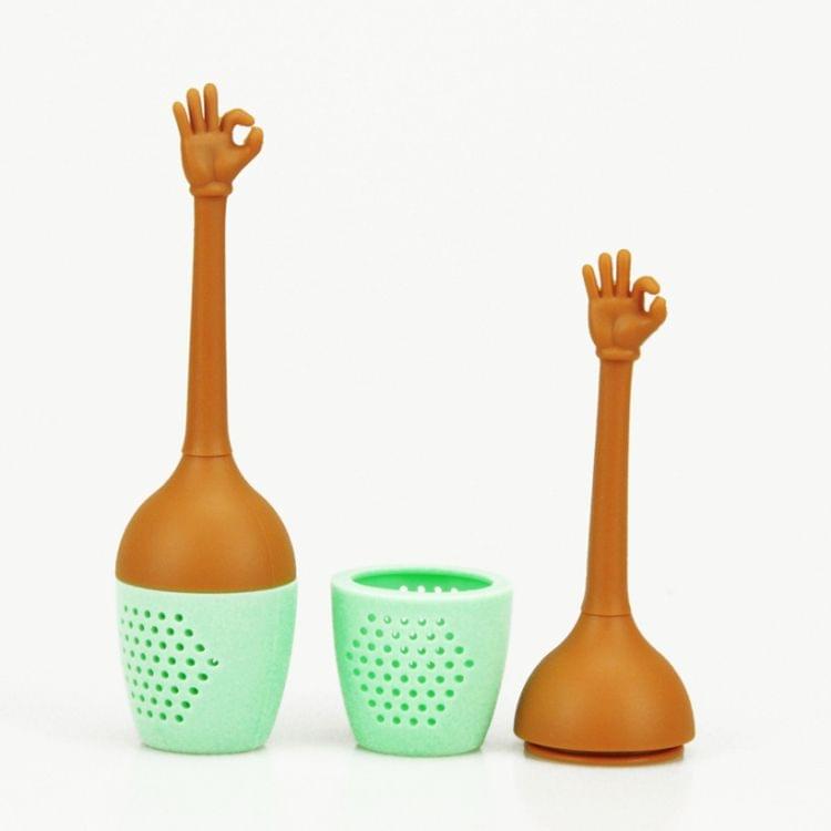 Funny Hand Gestures Tea Infuser Black Tea Strainer FDA Grade Silicone Loose Leaf Herbal Spice Holder Tea Brewing Tools (OK Gesture)