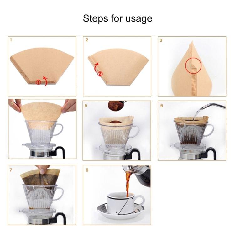 100 PCS/Bag Wooden Original Hand Drip Paper Coffee Filter Coffee Filter Pack Tea Bag Strainer