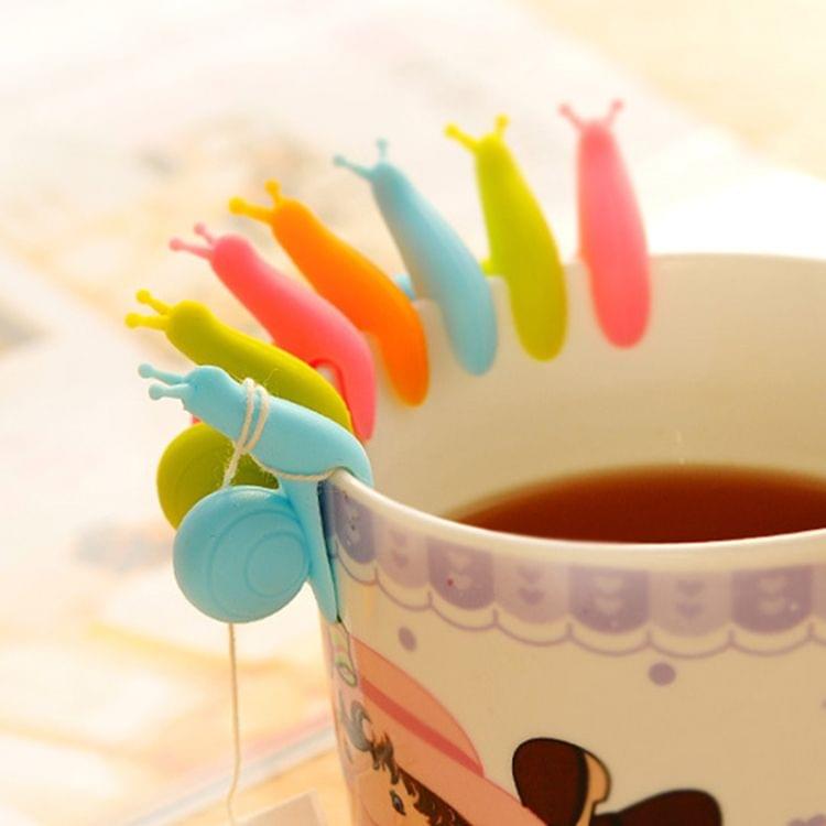 10 PCS Cute Snail Shape Silicone Tea Bag Holder Cup Mug Hanging Tool Tea Tools Random Color Delivery