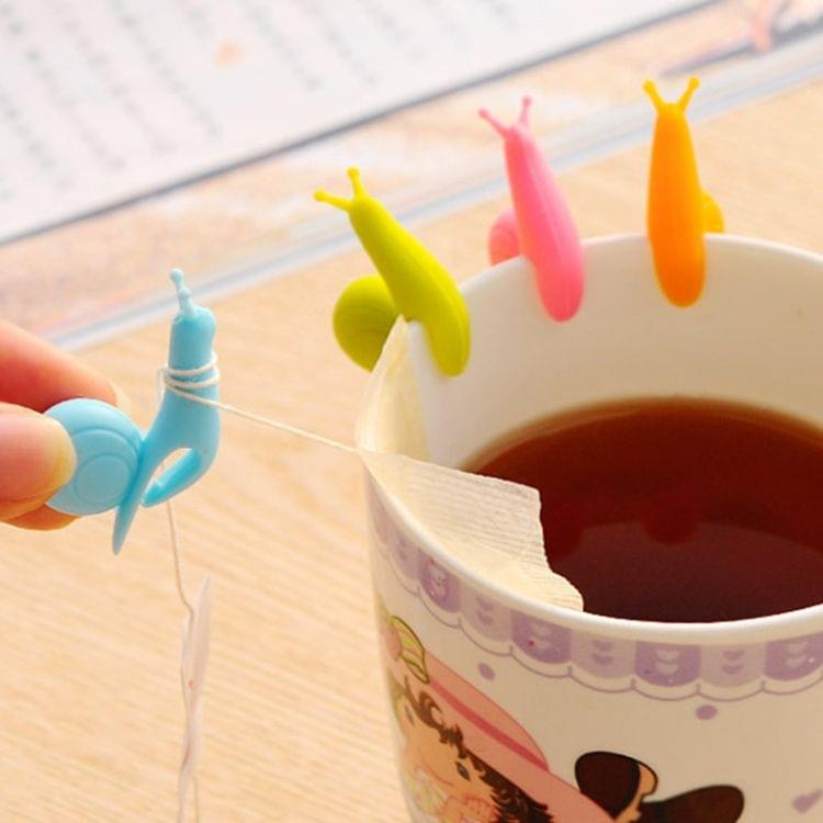 10 PCS Cute Snail Shape Silicone Tea Bag Holder Cup Mug Hanging Tool Tea Tools Random Color Delivery