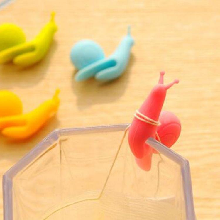 10 PCS Cute Snail Shape Silicone Tea Bag Holder Cup Mug Hanging Tool Tea Tools Random Color Delivery