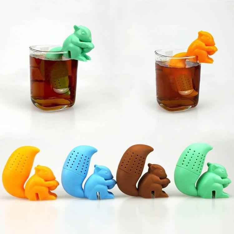 Tea Strainer Diffuser Brewing Tea Reusable Silicone Squirrel Filter(Blue)