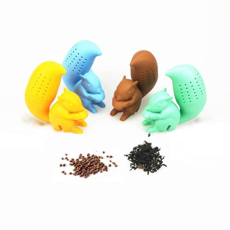 Tea Strainer Diffuser Brewing Tea Reusable Silicone Squirrel Filter(Blue)