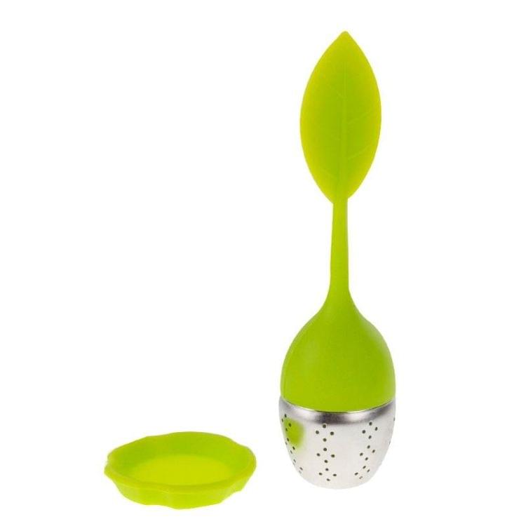 2 PCS Food Grade Leaf Silicone Make Tea Bag Stainless Steel Tea Strainers(Green)