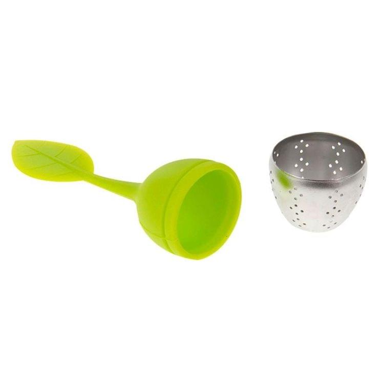 2 PCS Food Grade Leaf Silicone Make Tea Bag Stainless Steel Tea Strainers(Green)