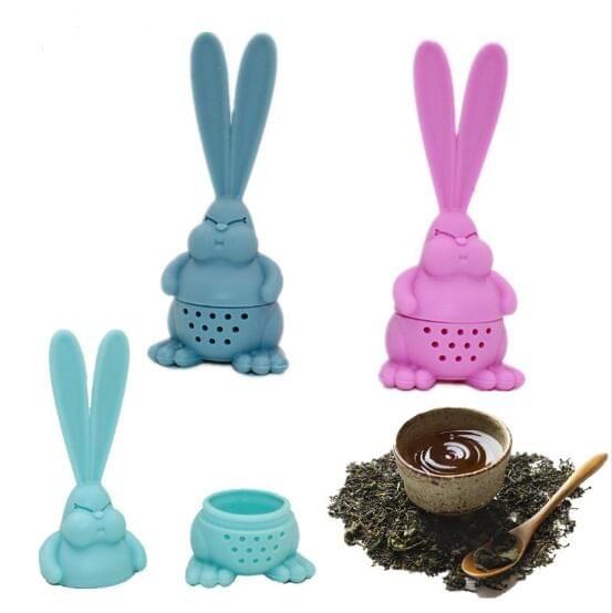 Tea Strainer Healthy Rabbit Shape Silicone Tea Infuser Reusable Tea Bag(Sky Blue)