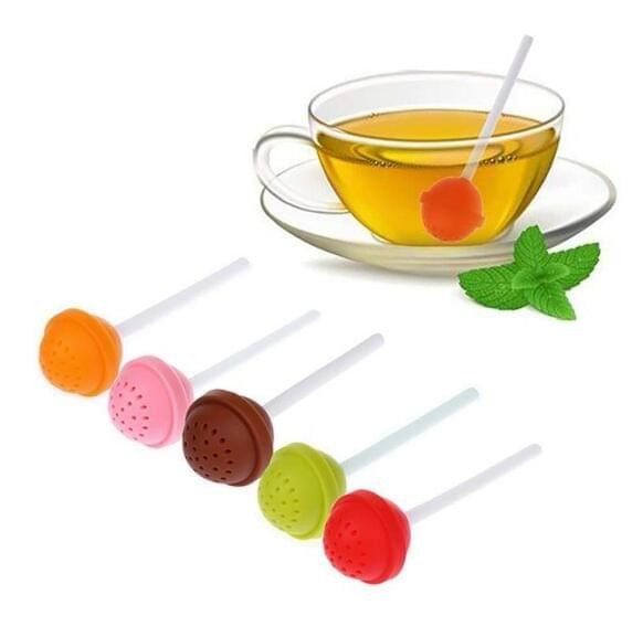 Loose Leaf Coffee Strainer Bag Silicon Lolly Tea Infusers Makers  Mug Filter Kitchen Lazy Home Lollipops Shape Tea Filter(orange)