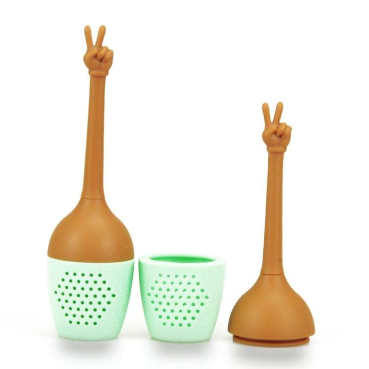 Funny Hand Gestures Tea Infuser Black Tea Strainer FDA Grade Silicone Loose Leaf Herbal Spice Holder Tea Brewing Tools (Victory Gesture)