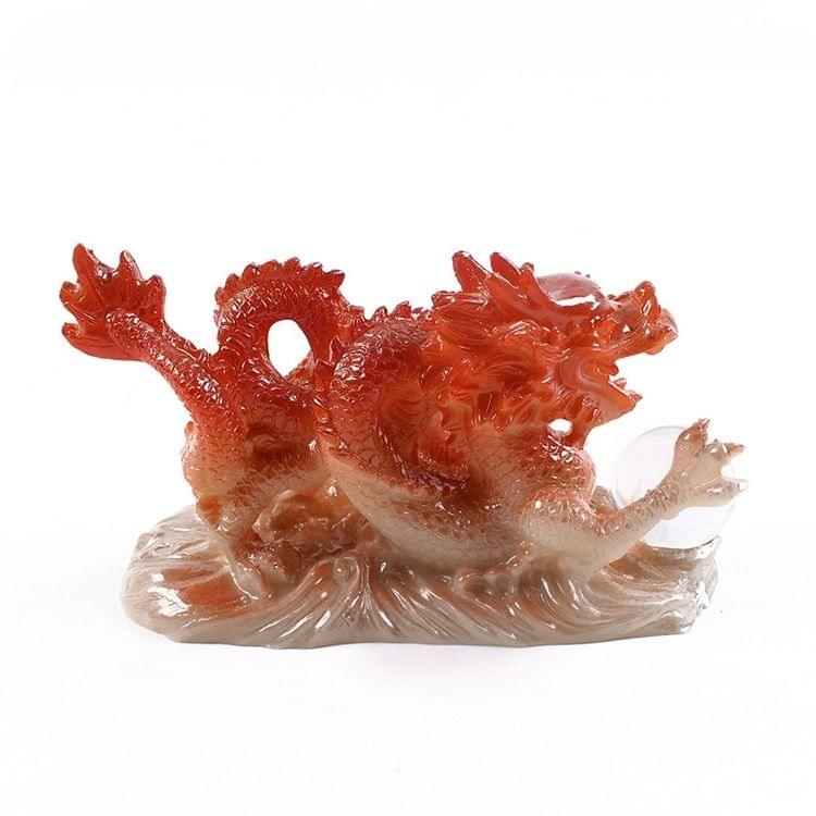 Color Changing Lucky Jade Dragon Shape Resin Kungfu Tea Accessories Tea Pet (Gold)
