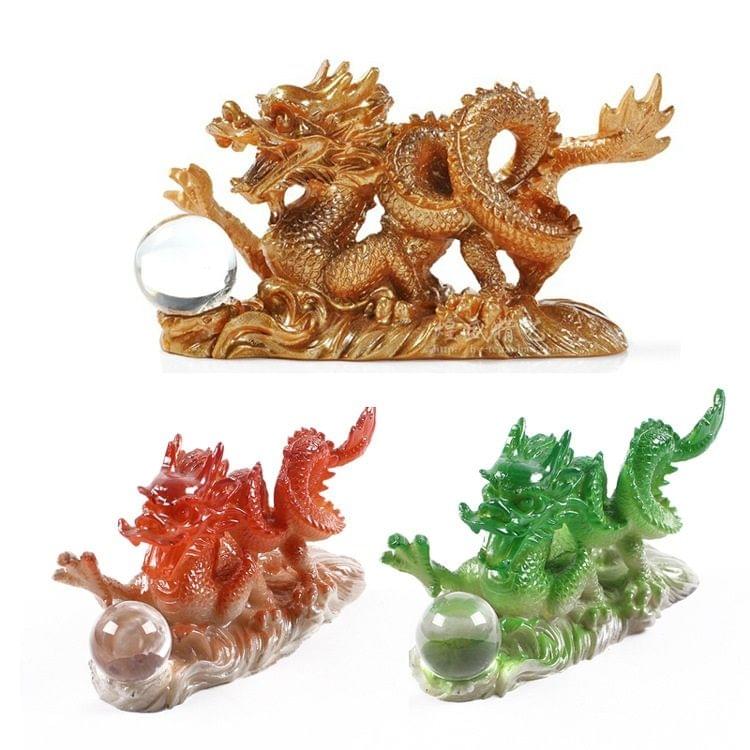 Color Changing Lucky Jade Dragon Shape Resin Kungfu Tea Accessories Tea Pet (Gold)
