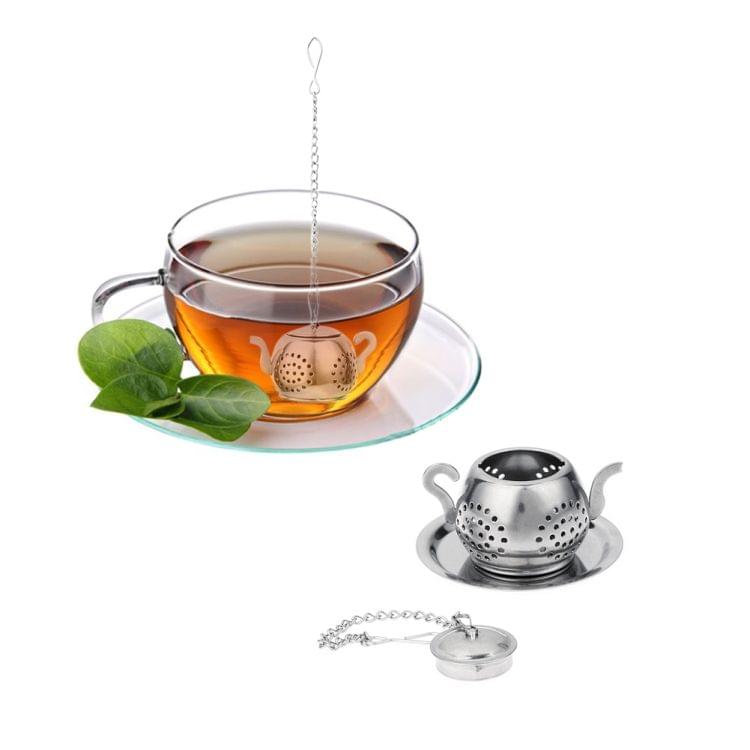 2 PCS Stainless Steel 304 Round Pot Tea Strainer Teapot-Shaped Tea Maker Tea Leak Filter Tea Ball(Stainless steel round teapot)