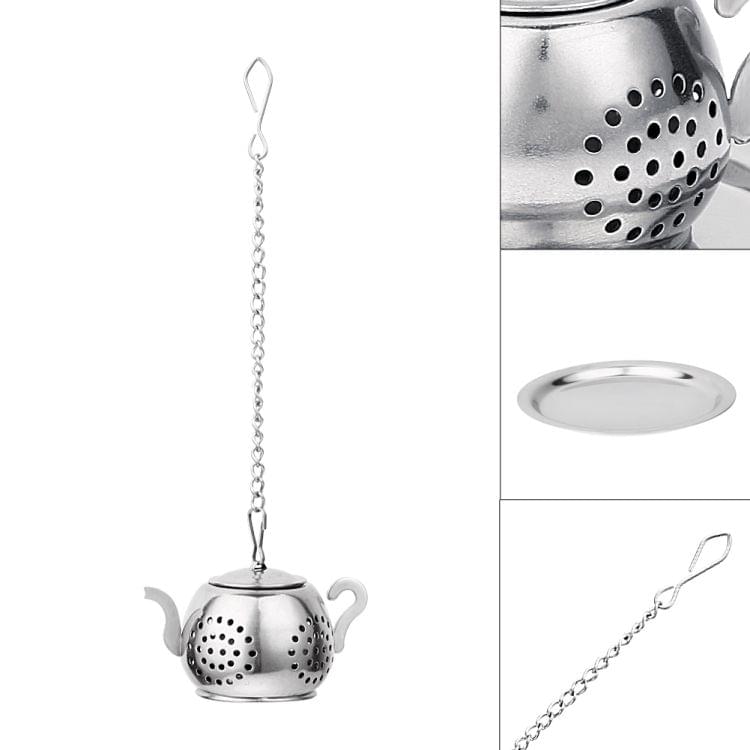 2 PCS Stainless Steel 304 Round Pot Tea Strainer Teapot-Shaped Tea Maker Tea Leak Filter Tea Ball(Stainless steel round teapot)
