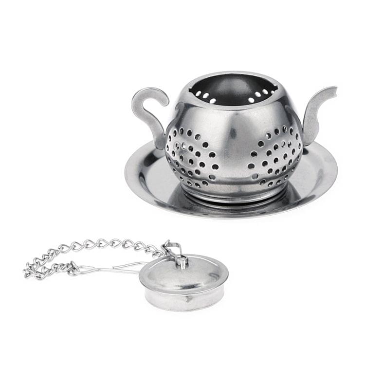 2 PCS Stainless Steel 304 Round Pot Tea Strainer Teapot-Shaped Tea Maker Tea Leak Filter Tea Ball(Stainless steel round teapot)