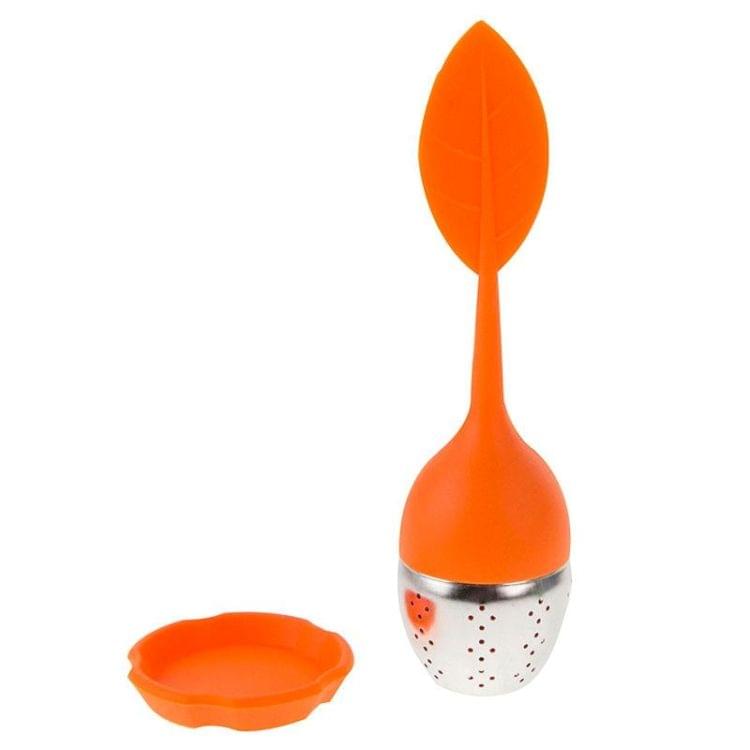 2 PCS Food Grade Leaf Silicone Make Tea Bag Stainless Steel Tea Strainers(Orange)