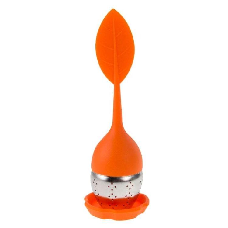 2 PCS Food Grade Leaf Silicone Make Tea Bag Stainless Steel Tea Strainers(Orange)
