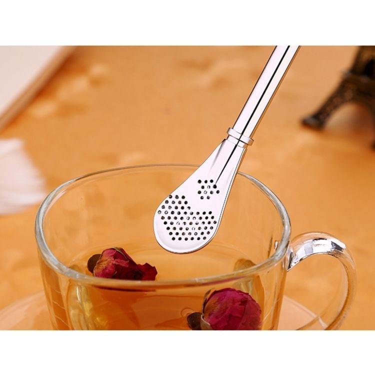 Stainless Steel Tea Leaf Filtered Drinking Straw Herb Tea Filter Tea Strainer Juice Cafe Coffee Stirring Spoon