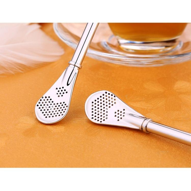 Stainless Steel Tea Leaf Filtered Drinking Straw Herb Tea Filter Tea Strainer Juice Cafe Coffee Stirring Spoon