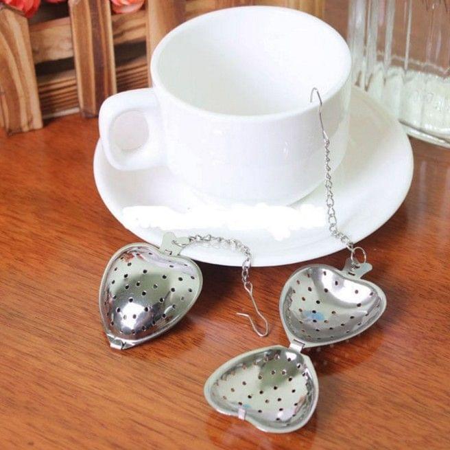 2 PCS Heart Shaped Tea Infuser Spoon Strainer Stainless Steel Steeper Handle Shower