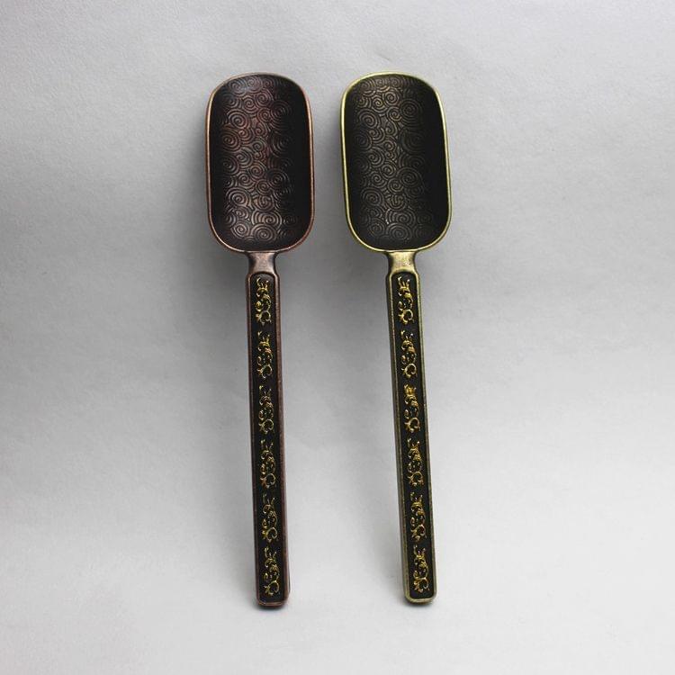 Copper-zinc Flower Pattern Tea Spoon Kungfu Teaism Accessories (Red)
