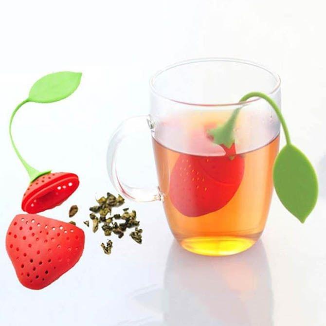 2PCS Strawberry Shape Silicone Kitchen Tea Strainer Tea Infuser Tea Bag(random)