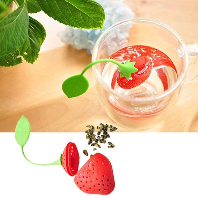 2PCS Strawberry Shape Silicone Kitchen Tea Strainer Tea Infuser Tea Bag