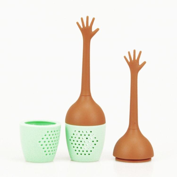 Funny Hand Gestures Tea Infuser Black Tea Strainer FDA Grade Silicone Loose Leaf Herbal Spice Holder Tea Brewing Tools (Palm Gesture)