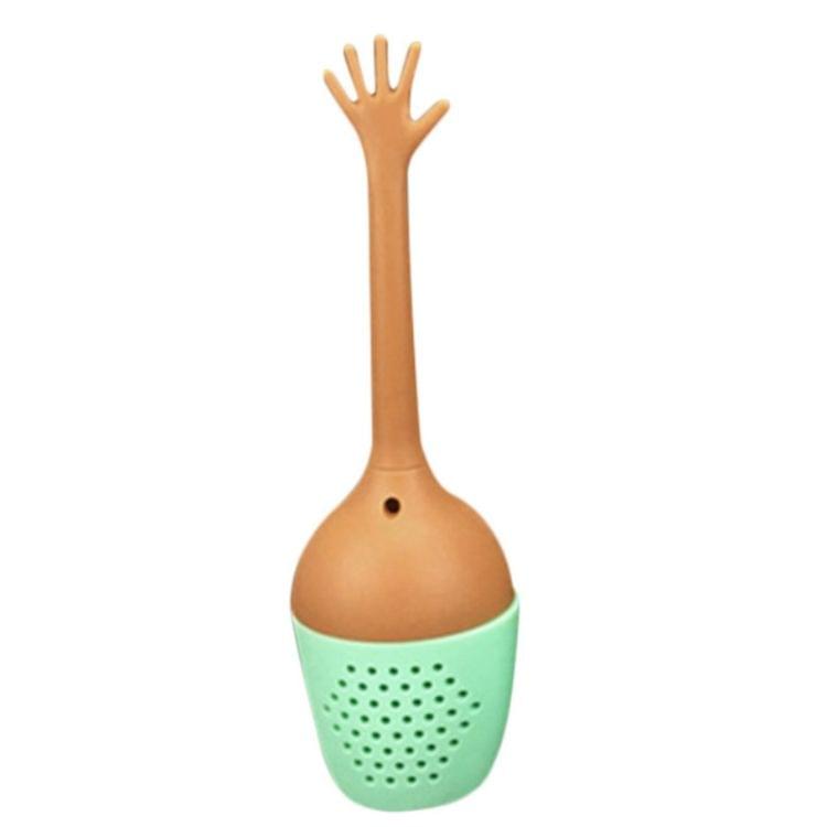 Funny Hand Gestures Tea Infuser Black Tea Strainer FDA Grade Silicone Loose Leaf Herbal Spice Holder Tea Brewing Tools (Palm Gesture)
