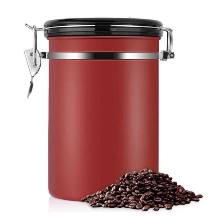 Coffee Container Stainless Steel Tea Storage Chests Black Kitchen Sotrage Canister Coffee Tea Caddies Teaware(Red)